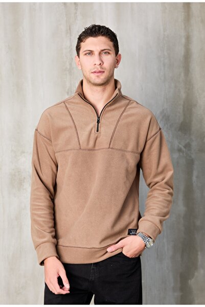 No Way Erkek Yarım Fermuarlı Karyoka Dikiş Polar Sweatshirt