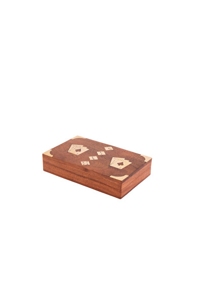 Zen Set de joc în cutie din lemn masiv, 2 pachete de cărți și zaruri, L 19 x 12 cm