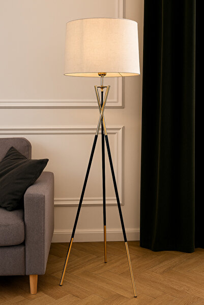 Living مصباح أرضي طويل بقاعدة معدنية ثلاثية القوائم - إضاءة مثالية للقراءة والدراسة 165 سم