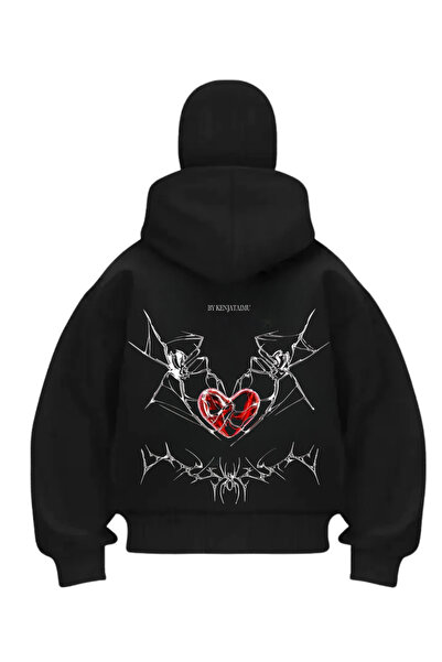 1blood Heart Box cu imprimeu Hanorac cu glugă măști de zăpadă Samurai negru