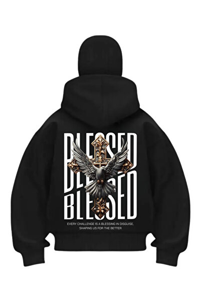 Gofeel Μαύρη ζακέτα φούτερ Unisex με στάμπα Faithless και μάσκα χιονιού