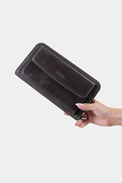 Lysande Genuine Leather Unisex Portfolio Bag Zippered Multi-Compartment Handbag