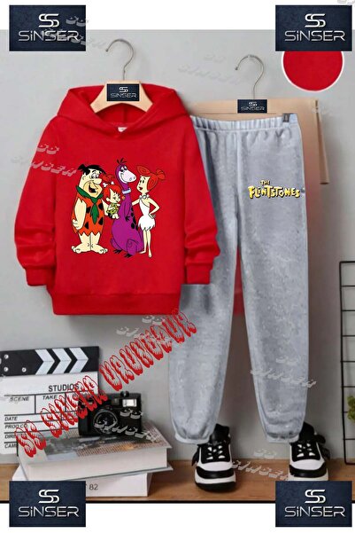 SS SİNSER Детски унисекс комплект спортен екип с качулка и надпис „FRED FAMIL...