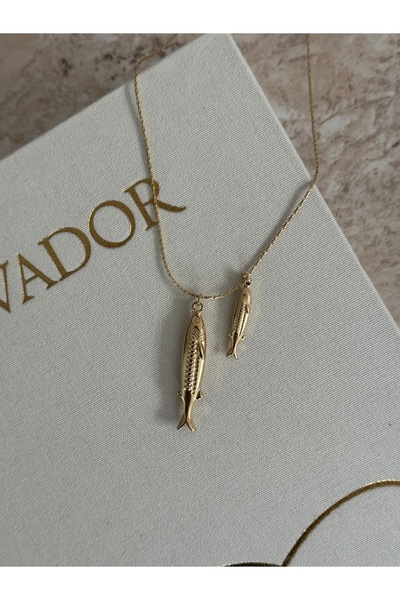 LUXSTONE Double Fish Model Gold Necklace