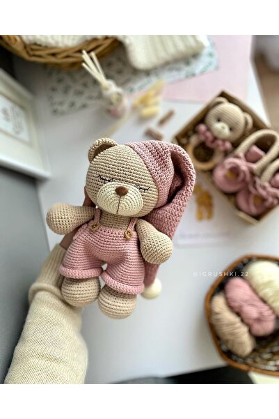 ayta kids clothing toys Amigurumi şapkalı uykucu ayıcık oyuncak