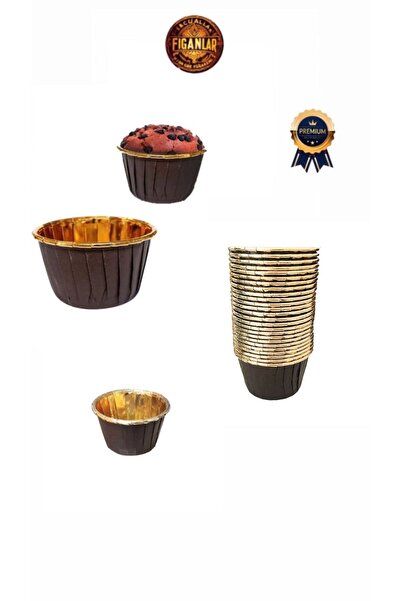 figanlar ambalaj 1St Quality Cupcake and Muffin Gold Pet Capsule - Brown 40 Pieces