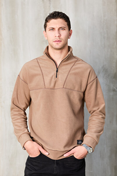 No Way Erkek Yarım Fermuarlı Karyoka Dikiş Polar Sweatshirt