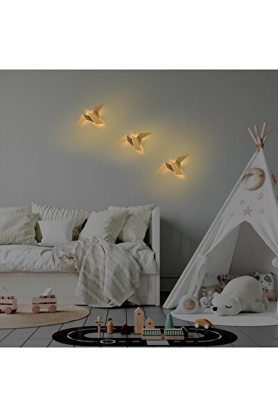 MOİRA Kuş Figür Modern Led'li Aplik Parlak Gold, Ambiyans Tekli Duvar Led Aydınlatma 3000K Sarı Işık