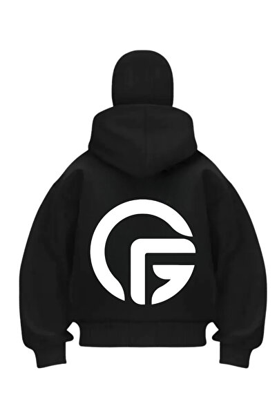 Gofeel Чорна унісекс-кофта з капюшоном і логотипом GF