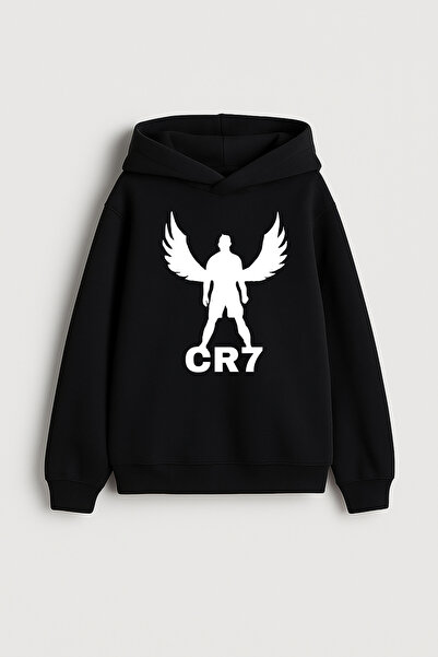 MODA Jucătorul de fotbal Ronaldo cu imprimeu Hanorac pentru băieți negru cu g...