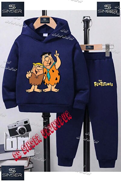 SS SİNSER طقم بدلة رياضية للأطفال من الجنسين مطبوع عليها عبارة 'فريد وبارني ت...