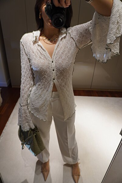 MORE THAN A DRESS YEŞİL BİYELİ UZUN KOLLU GÖMLEK BLUZ