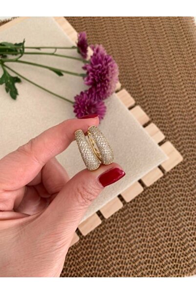 XUPING JEWELRY 14K RENK DAMLA MODEL FULL TAŞLI KÜPE UZUNLUK 2CM