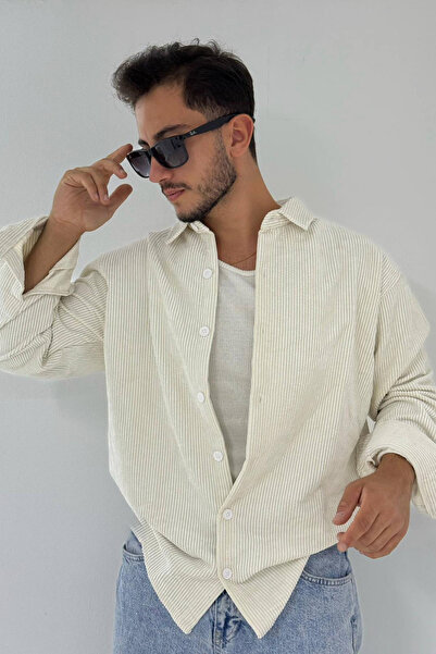 thesunfyre ΑΝΔΡΙΚΟ oversized Μακρυμάνικο κοτλέ Βελούδινο Πουκάμισο