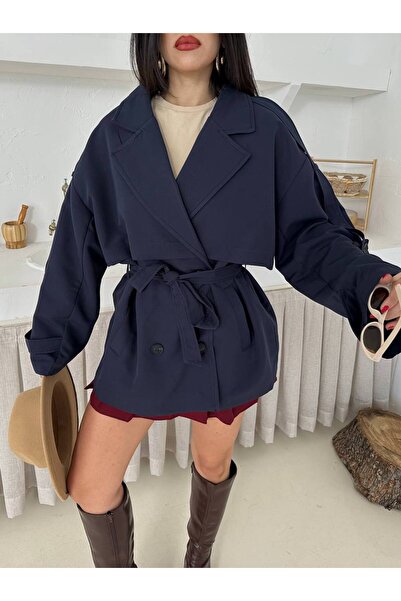 buqre's moda Windbreaker Detailed Buttoned Mid-Length Belted Trench Coat