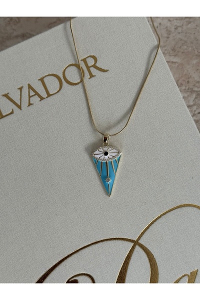 LUXSTONE Blue Eye Model Gold Necklace