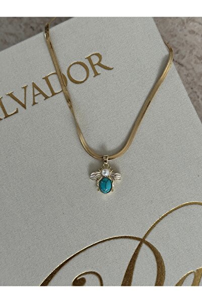 LUXSTONE Bee Blue Stone Gold Necklace