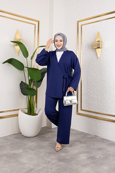 ensade Lace Detailed Kimono Wide Leg Pants Set