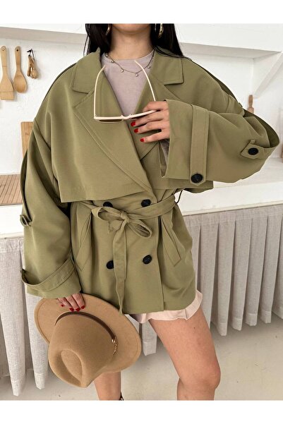 buqre's moda Windbreaker Detailed Buttoned Mid-Length Belted Trench Coat
