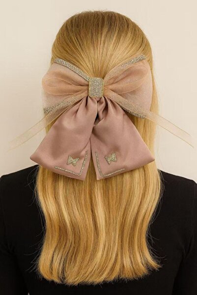 MD Moda Accessories مشبك شعر على شكل فراشة ملونة من الحجر مع تفاصيل فيونكة