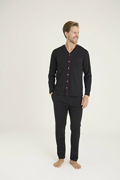Kocabey 9267 Men's V-Neck Buttoned Pajama Set