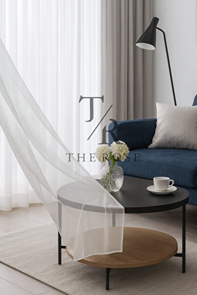 The Rose Düz Tül Perde, Sık Pile, Düz, Sade, Tül Perde, Kornişli, Modern, Kır...