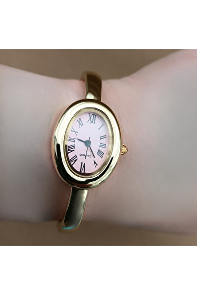 QUARTZ Çelik Kordon Cartier Model Elips (Oval) Tasarım Kadın Kol Saati