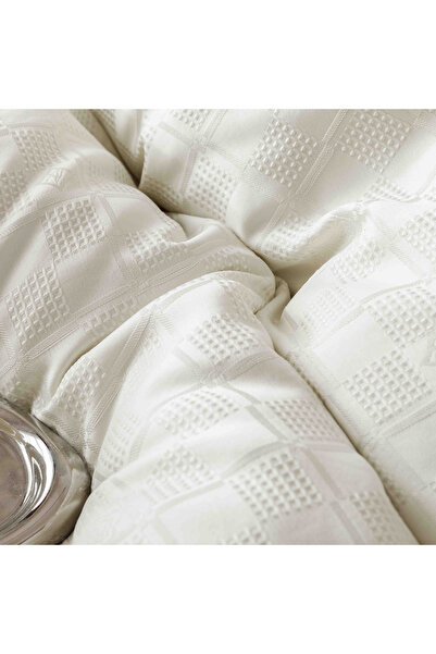JOJO HOME Bed Linen, 2 Persons, 6 Pieces, Fine Jacquard, Cream