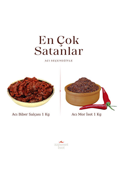 ZAHMET Acı Biber Salçası 1 Kg + Acı Mor İsot 1 Kg ( Ev Yapımı )