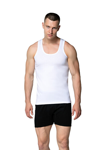 MissKATRE Miss Katre Silver Brand 100% Cotton Combed White Men's Tank Top 6-Piece Set