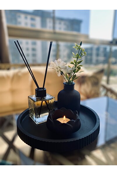 Biepoksi Vazo Siyah Aksesuar Oda Kokulu Ev Dekorasyon Set 4 Parça Hediyelik