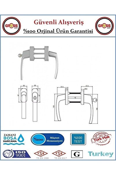 GrossAVM Pimapen Pencere ve Balkon Kapı Kolu - Anahtarlı Kilitli - İkili