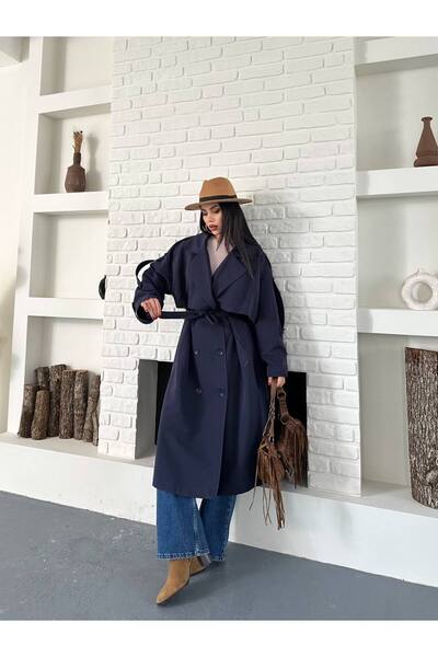 buqre's moda Long Draped Belted Oversize Trench Coat