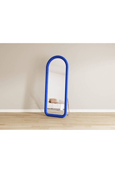 Crestj Long Wall Mirror with Stand and Soft Velvet Fabric Frame || Blue