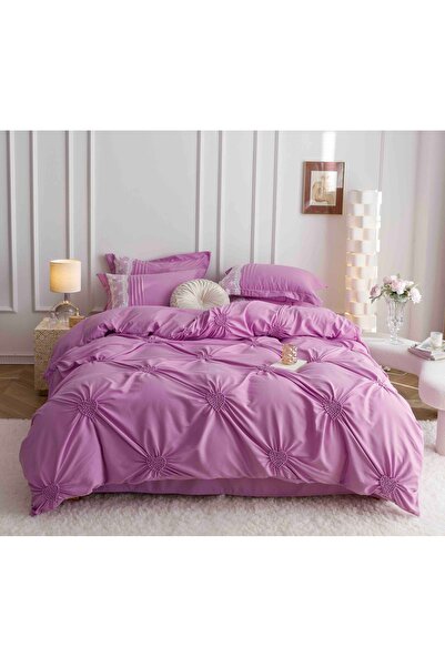 JOJO HOME Bed Sheets, 6 Pieces, Embroidered Hearts, Finet Premium, Purple