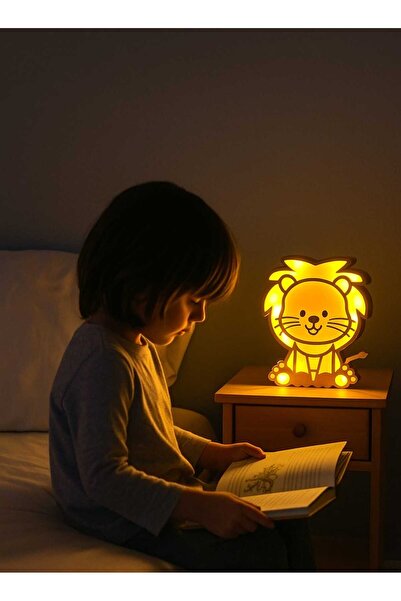 M.ART DEKORASYON Aslan figürlü çocuk odası dekoratif aydınlatma ve gece lambası