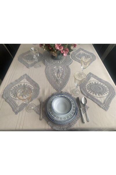 Lavanderi 7-комплект SUPLA&RUNNER SETİ YEMEK&SEHPA TAKIMI 6 SUPLA 1 RUNNER