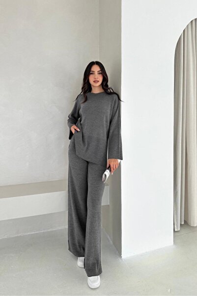 Noi Belis Reglan Sleeve Basic Slit Detailed Knitwear Bottom-Top Set Aw25Au0008