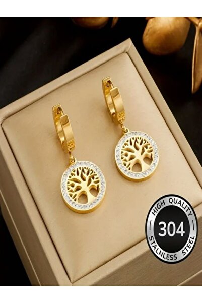 Alyas Aksesuar High Quality Stainless Steel Tree of Life Earrings