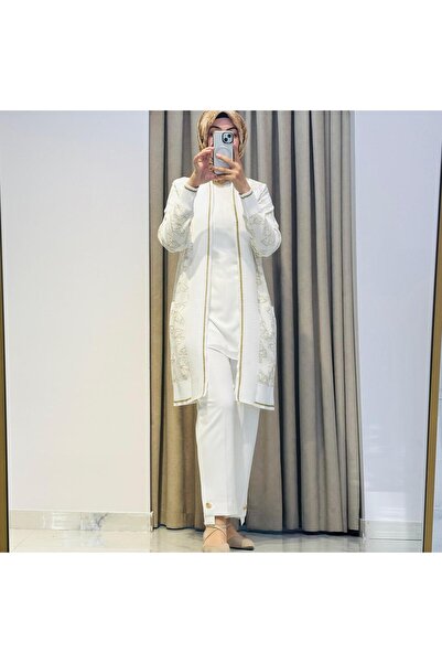 qmash KELEBEK DESENLİ SİMLİ HIRKA SİYAH VE BEYAZ