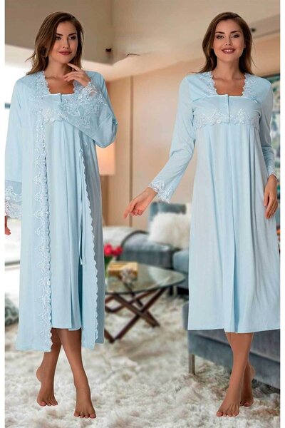 Lohusa Homewear Set de 2 cămăși de noapte pentru maternitate, din bumbac, cu ...