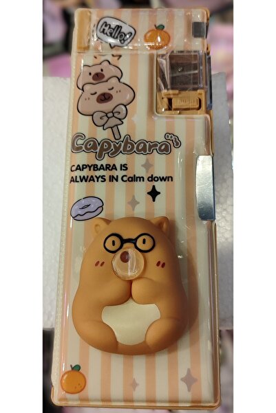 ada çanta kırtasiye Capybara-Shaped 3-Compartment Pencil Case with Sharpener, Sukushi Model Pencil Case Ad46461