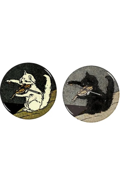 Fivy 2’li set Keman Çalan Kedi Rozet