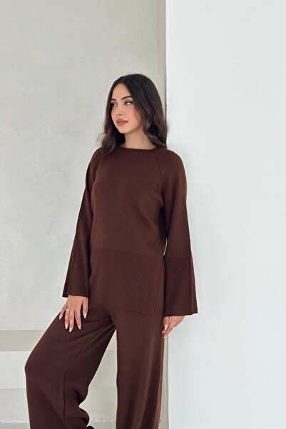 Noi Belis Reglan Sleeve Basic Slit Detailed Knitwear Bottom-Top Set Aw25Au0008