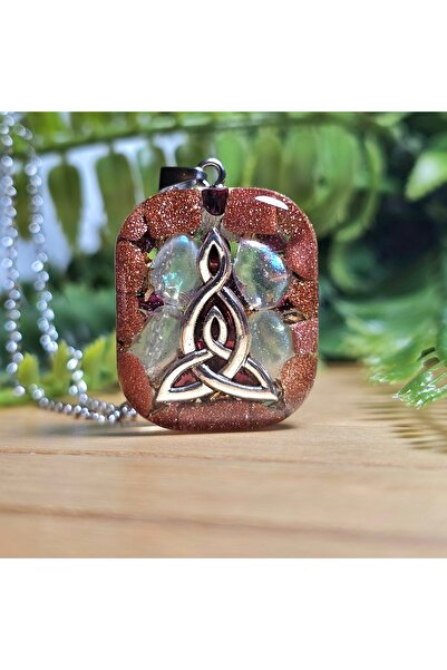 Singincraft Triquetra - Brown Star Stone Orgonite Steel Chain Necklace (Handmade Design Products)