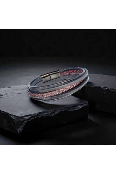 FM Red Black Multi Leather Bracelet 31833B2D6