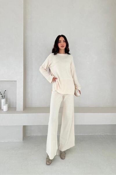 Noi Belis Reglan Sleeve Basic Slit Detailed Knitwear Bottom-Top Set Aw25Au0008
