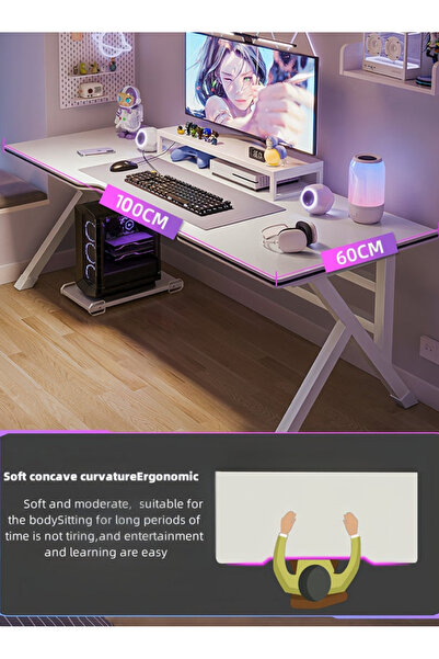 EGG K Shaped Gaming Desk 100cm Computer Table Home Office Computer Desk Table Large Desktop