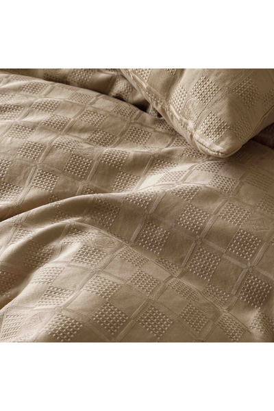 JOJO HOME Bed Linen, 2 Persons, 6 Pieces, Fine Jacquard, Brown