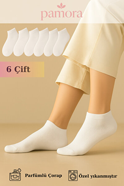 PAMORA 6 чифта бели памучни дамски чорапи - къси чорапи